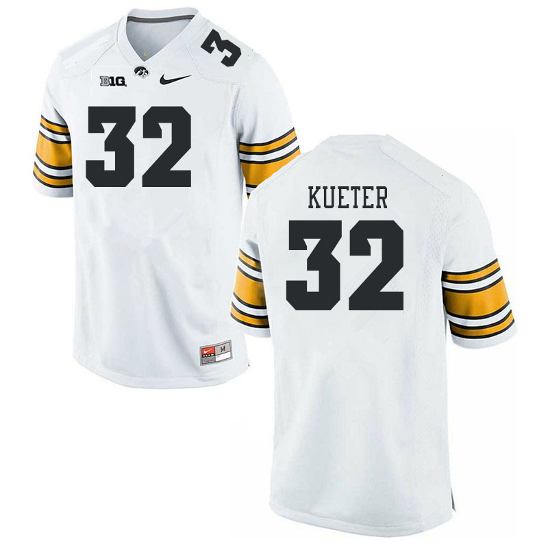 Men #32 Ben Kueter Iowa Hawkeyes College Football Jerseys Stitched Sale-White - Click Image to Close